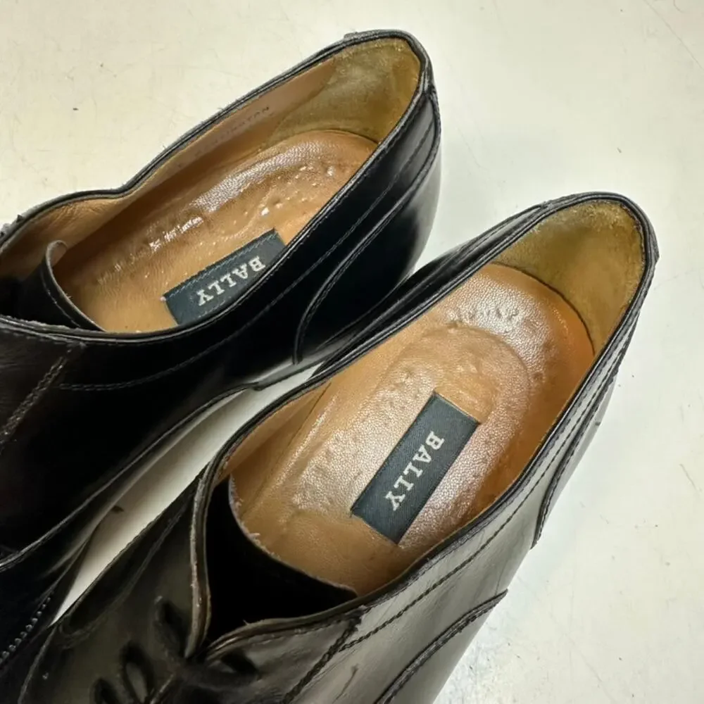 VERY GOOD Bally Kensington Oxford Black Calf Made in Italy UK 11 EEE US 12 EE